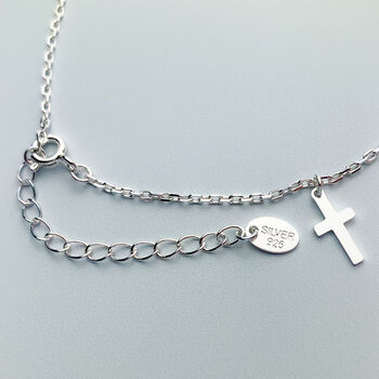 Sterling Silver Cross Charm Anklet, 3 of 5