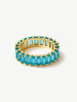 Women's Thick Stacking Ring With Turquoise Blue Stones, 2 of 4