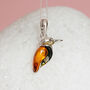 Personalised Sterling Silver Baltic Amber Kingfisher Necklace, thumbnail 3 of 10