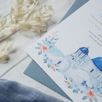 Santorini Wedding Invitations, 3 of 12
