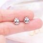 Sterling Silver Ladybird Stud Earrings, thumbnail 5 of 9