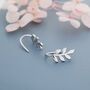 Sterling Silver Olive Leaf Mini Crawler Earrings, thumbnail 6 of 12