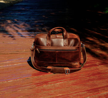 Genuine Leather Briefcase With Front Leather Patch, 4 of 7