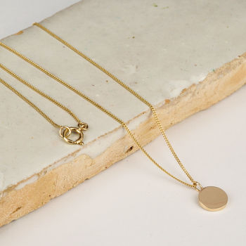 Delicate Solid Gold Disc Necklace, 2 of 10