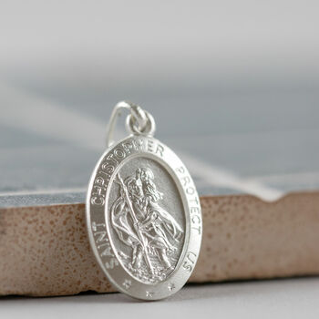 Oval St Christopher On Leather Necklace, 4 of 8