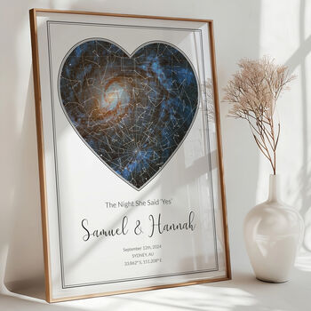 The Night She Said Yes Personalised Star Map Print Engagement Gift, 5 of 12