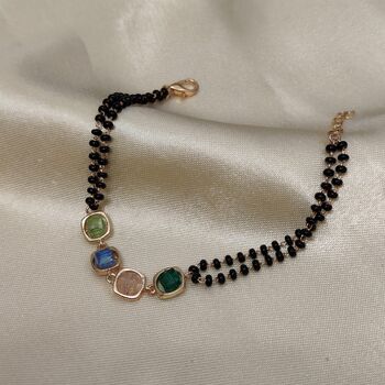 Multicolour Round Zircon Adjustable Beaded Bracelet, 4 of 7