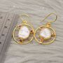 Pearl, Rhodolite Garnet Gold Earrings, thumbnail 4 of 4