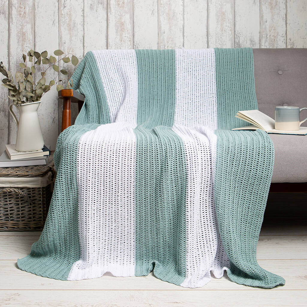 Cotton Striped Blanket Beginner Crochet Kit, 1 of 9