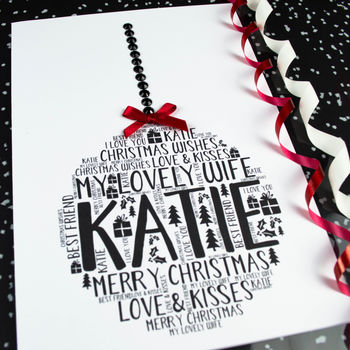Wife Christmas Bauble Personalised Card, 4 of 4