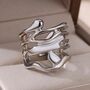 Abstract Fluid Wrap Wide Adjustable Band Gold Or Silver Ring, thumbnail 5 of 5