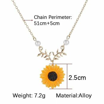 Sunflower Daisy Charm Flower Pearl Floral Necklace, 4 of 8