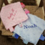 Personalised And Embroidered Baby Blue Taggies Comforter, thumbnail 3 of 8