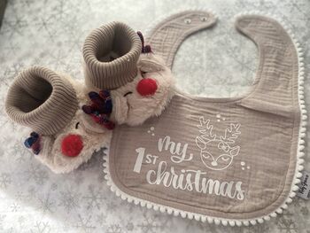 'My First Christmas' Bib And Booties Gift Set, 2 of 7