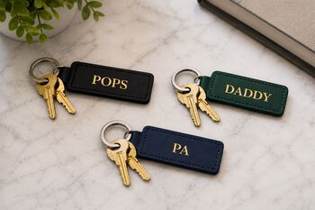 Personalised Vegan Leather Fathers Day Keyring, 2 of 3
