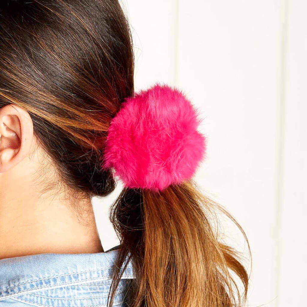 Fluffy Pom Pom Hair Bobble Tie By red berry apple
