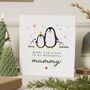 Personalised Penguin Christmas Card For Mummy, thumbnail 1 of 7