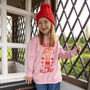 Sleigh All Day Girls' Christmas Jumper In Pink, thumbnail 2 of 4