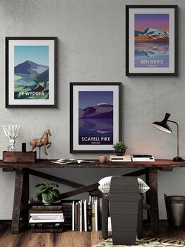 Three Peaks Challenge Art Prints Ben Nevis Snowdon Scafell Pike, 8 of 11