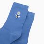 Embroidered Bee Daisy Floral Ankle Socks Women's Blue, thumbnail 2 of 4