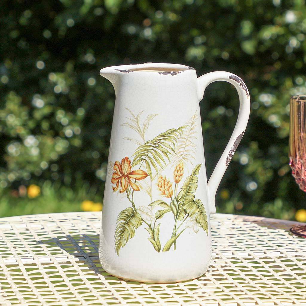 Tall Ivory Flower Jug Vase By Dibor