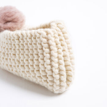 Mary Jane Pompom Slipper Knitting Kit, 6 of 8