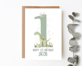 Personalised Children's Birthday Card Dino Park, 2 of 7