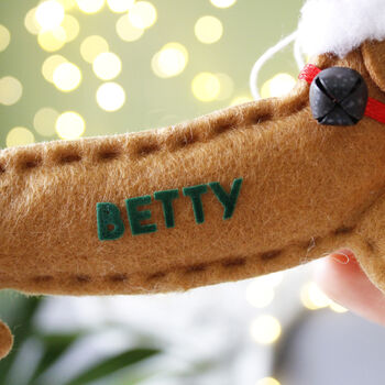 Personalised Dachshund Sausage Dog Christmas Decoration, 3 of 8