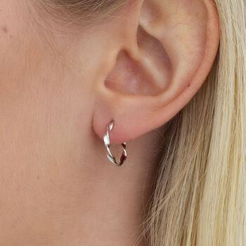 18ct Gold Plated Or Silver Twisted Mini Hoop Earrings, 2 of 6