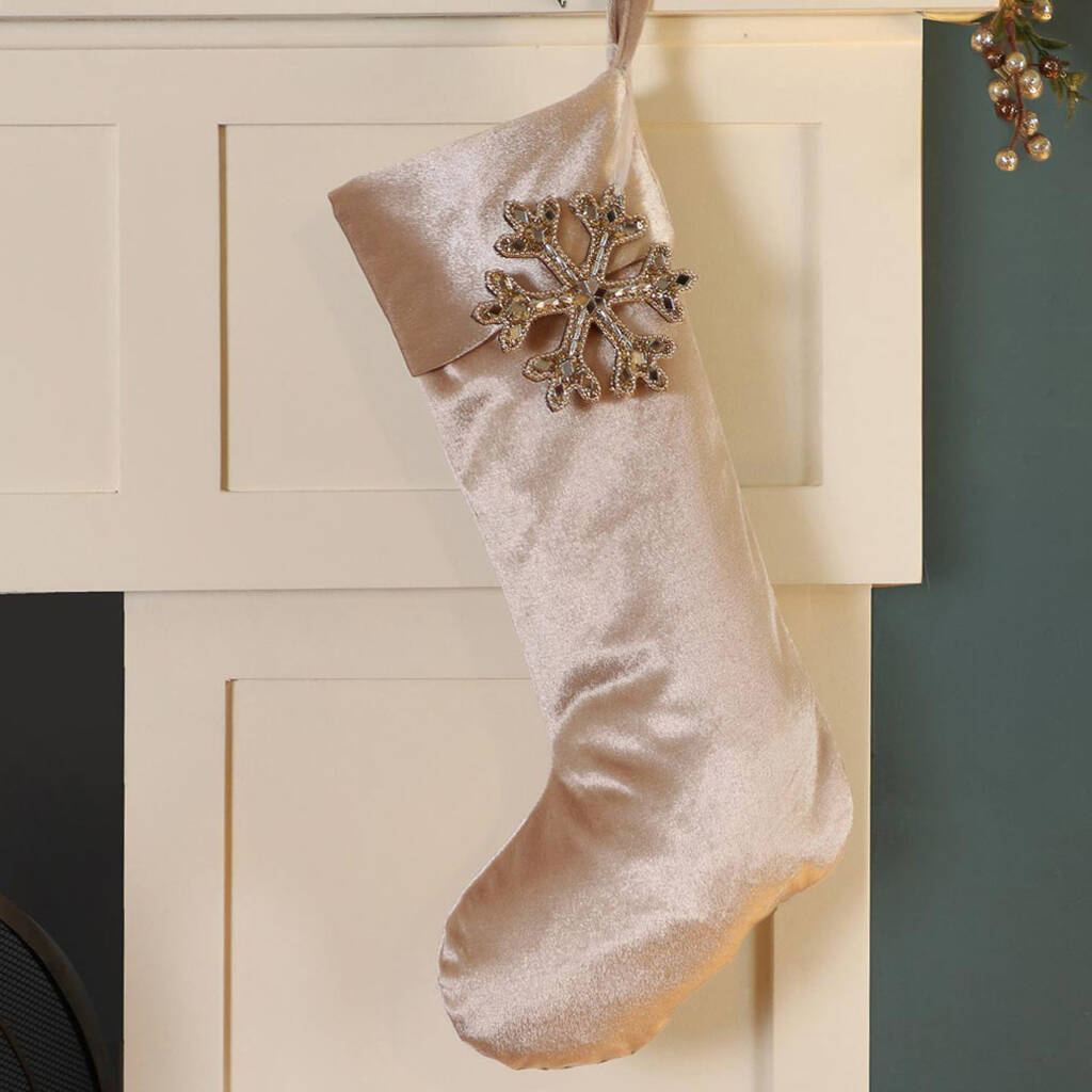 champagne velvet luxury christmas stocking by dibor  notonthehighstreet.com