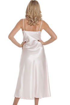 British Made Pale Pink Long Satin Nightdress With Deep Lace Detail Ladies Size 8 To 28 UK, 3 of 3