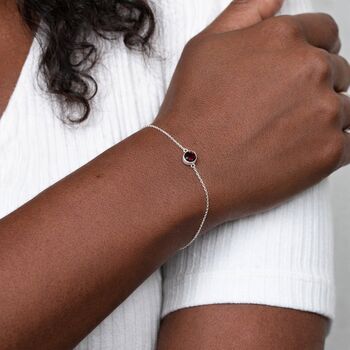 Personalised Sterling Silver January Birthstone Garnet Bracelet, 3 of 11
