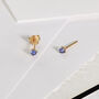 Petite 9k Gold Sapphire Stud Earrings, thumbnail 1 of 4