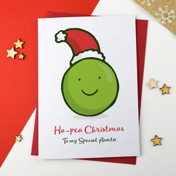 Personalised Pea Christmas Card Single And Packs, 2 of 2