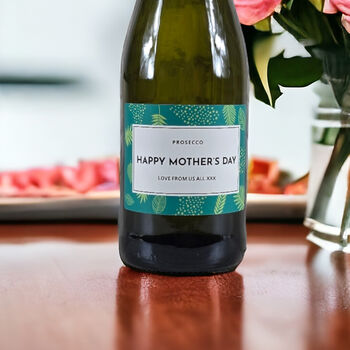 Mother's Day Personalised Prosecco Floral Green Label, 2 of 2