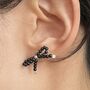 Cream Or Black Pearl Bow Earrings, thumbnail 2 of 5