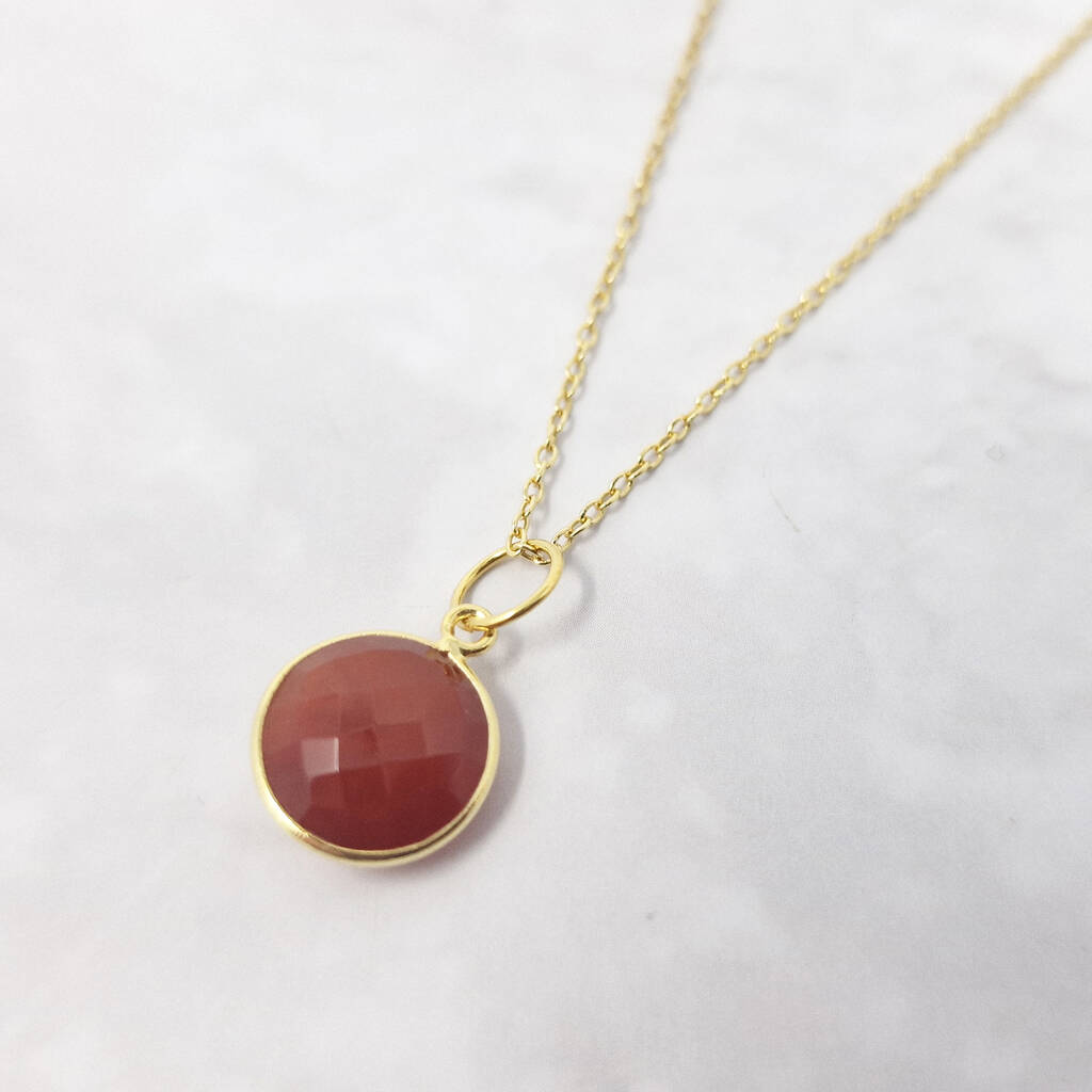 Carnelian necklace - natural crystal necklace 18k gold plated / silver  plated - Shop Vermeer Jewellery Necklaces - Pinkoi