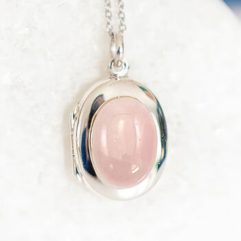 Personalised Sterling Silver Rose Quartz Gemstone Locket, 3 of 11