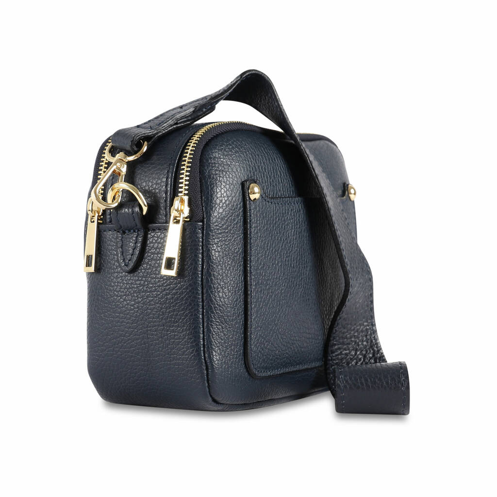 Leather Cross Body Pocket Shoulder Bag, Navy Blue By The Leather Store | www.cinemas93.org