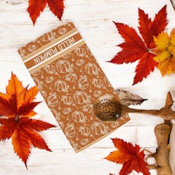 Designer Inspired Hello Autumn Tea Towel, 2 of 8