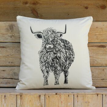 Highland Cow Print Cushion Cover, 2 of 3