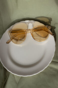 Delicate Rounded Classic Sunglasses In Beige, 4 of 4