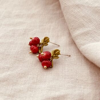 Cranberry Freshwater Pearl Earrings, 3 of 3