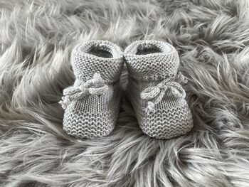 Grey Knitted Baby Booties, 2 of 10