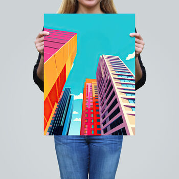 City Living Multi Color Vibrant Building Wall Art Print, 2 of 6