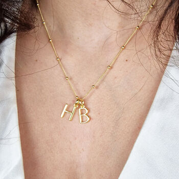 18k Gold Vermeil Plated Double Initial Pendant Necklace, 2 of 6