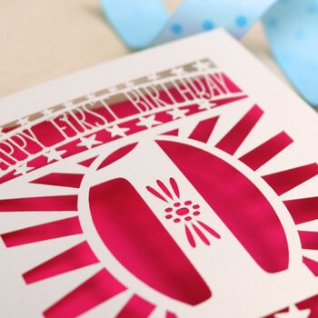 Personalised Papercut Starry First Birthday Card, 5 of 6