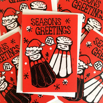 Funny Christmas Cards Pack Gin And Pizza Puns, 6 of 6