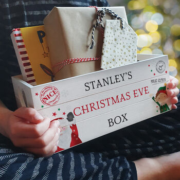 Personalised Christmas White Wooden Storage Crate, 3 of 5