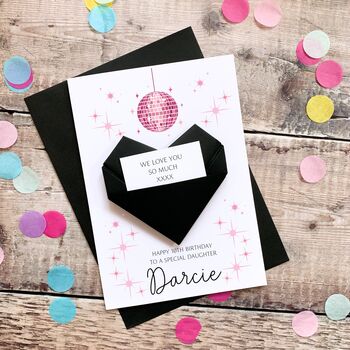 Personalised Origami Birthday Card – Disco Ball Design For Daughter, Niece Or Granddaughter, 2 of 10